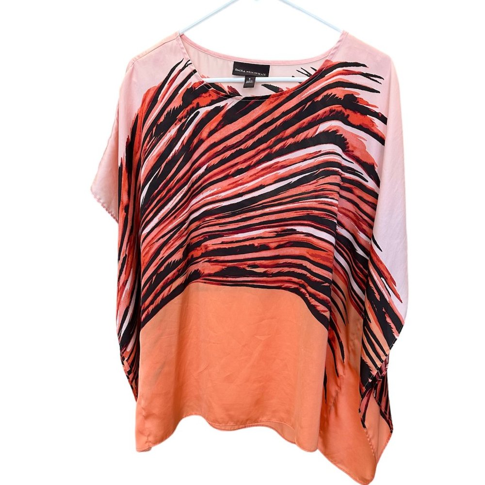 Dana Buchman Women Blouse Multicolor Size Small Silky Poncho Style Pre-owned